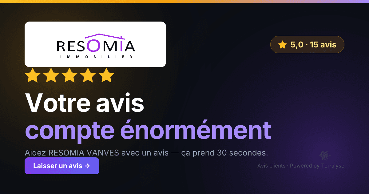 Aperçu de partage WhatsApp et SMS du lien de collecte d'avis clients d'une agence immobilière, aux couleurs et logo de l'agence